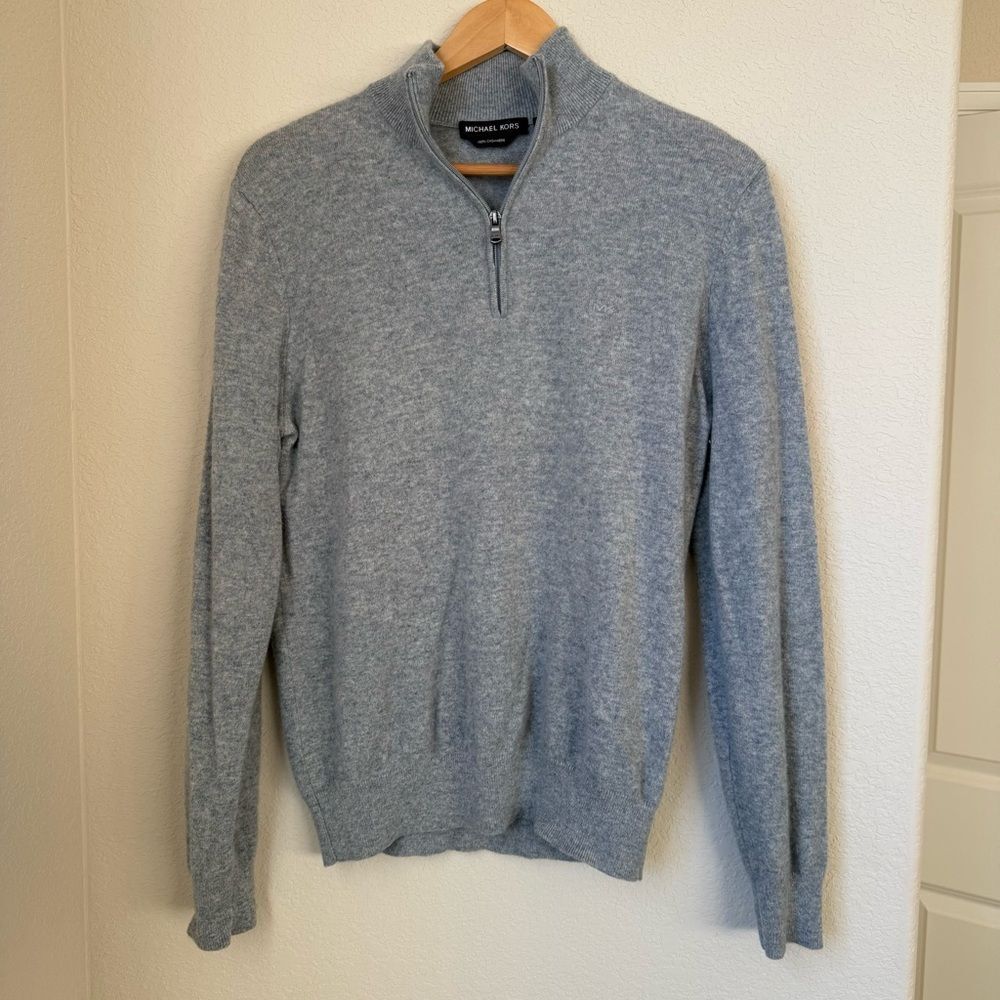 Michael Kors 100% Cashmere Quarter Zip Sweater – Gray – Size M